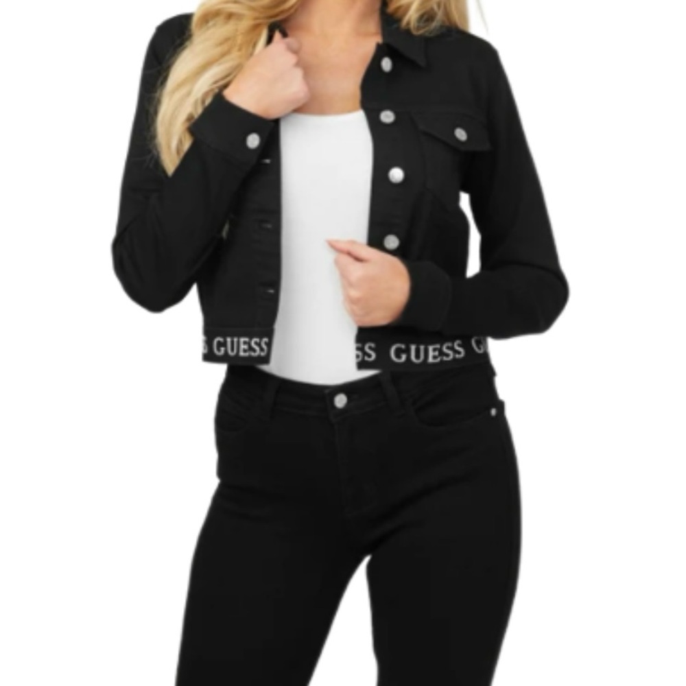 NWT/ GUESS Women's Black Denim Jacket / Size XS